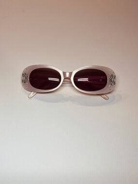 Lulu Guinness Champagne Sunglasses with Crystal Accents and Sparkly Bows